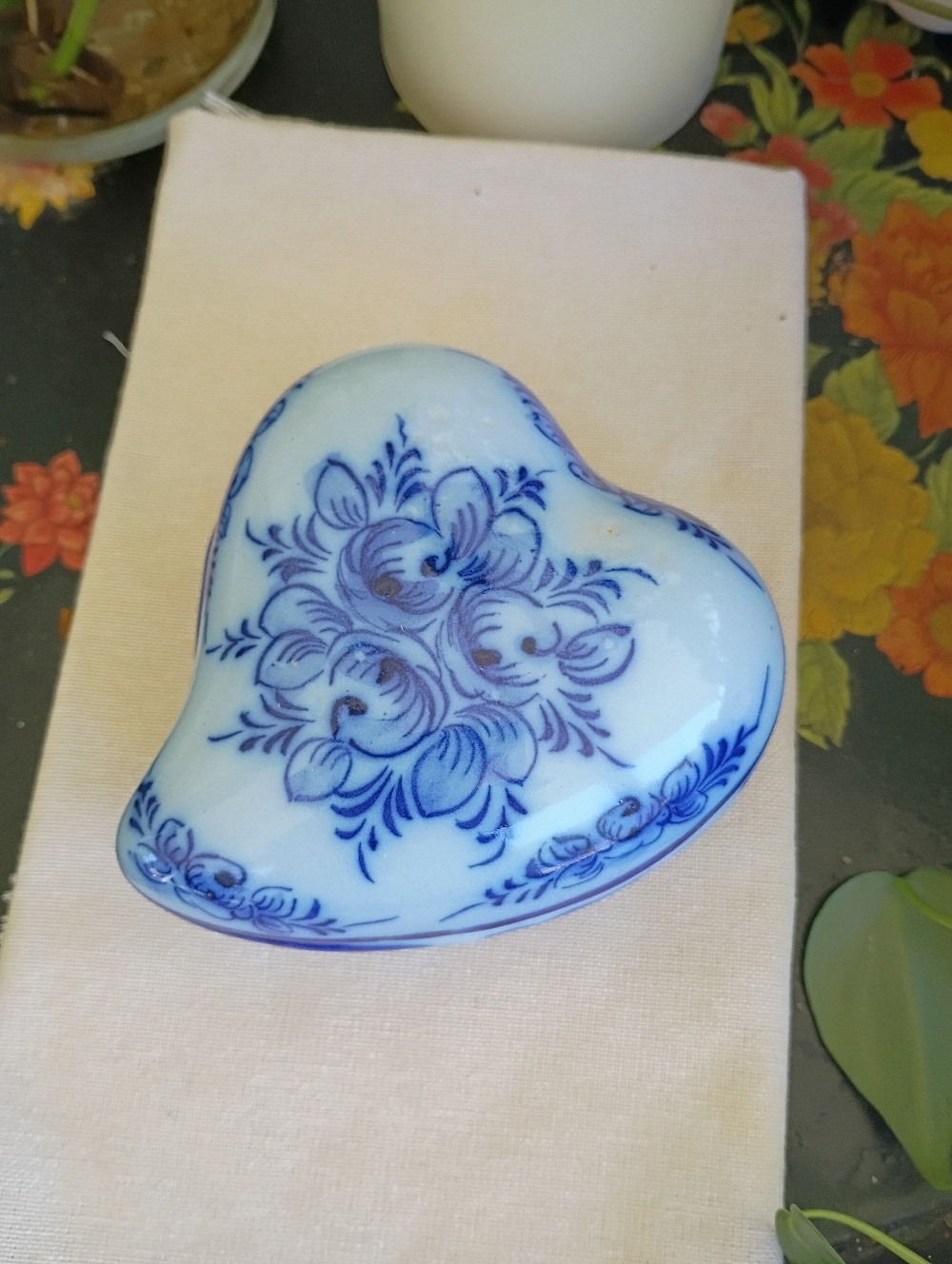 Vintage Heart Shaped Trinket Dish | Pedros Alcobaca Portugal | Floral Dish